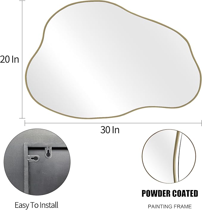 POZINO Gold Irregular Mirror, 30