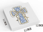 He Is Risen Sign Easter Religious Decorations Christian Easter Decor Blue And White Chinoiserie Decor Wooden Box Sign for Home Office Bedroom Living Room Desk Shelves
