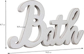 Rustic Bath Signs for Bathroom 14 inches, Hanging Distressed White Bathroom Sign Decor for Shelf, Wooden Wall Signs for Home Decor, Decorative House Sign