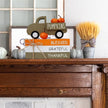 Fall Table Decor, Farmhouse Wooden Fall Signs with Book Stack, 3D Truck and 5 Individual Pumpkins for Tiered Tray, Coffee Bar, Shelf and Mantle Decor - Fall Decorations for Home
