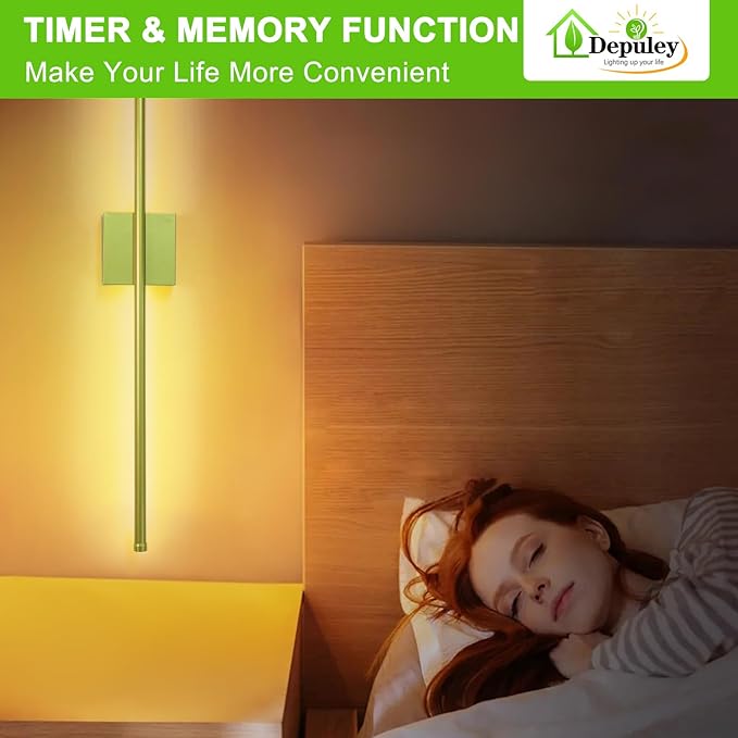 Depuley Battery Operated Wall Sconce: Set of 2 Wireless Wall Lights with Remote for Bedroom - Rechargeable 15 Colors Gold Wall Lamp for Living Room Hallway Home Decor