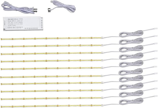 Dimmable Under Cabinet Lights with Touch Switch, 96 LEDs per feet, White(6500K) Lights kit for Kitchen Cabinets Counter Shelf Bookcase Closet (Cool White, 10 * 2Ft LED Strips)