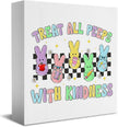 Funny Easter Decorations Peeps Decorations Easter Table Decor Treat All Peeps With Kindness Wooden Box Sign for Home Office Bedroom Living Room Desk Shelves
