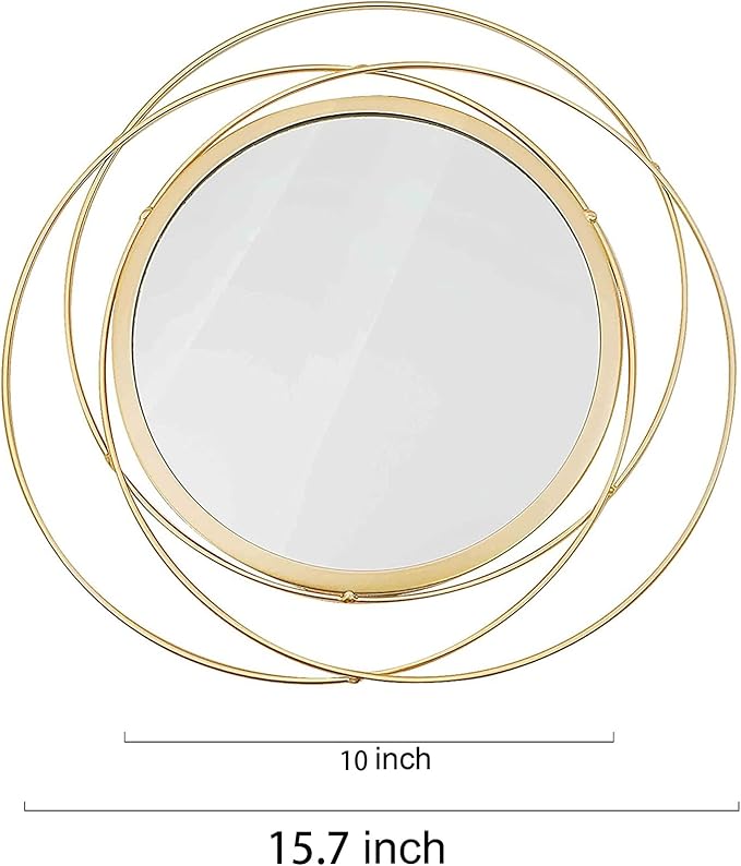 Cityelf 2 Set 15.7'' Gold Circle Mirrors Wall Decor Iron Frame Wall Art Round Mirror Home Decor Hanging for Living Room/Bedroom/Bathroom/Entryway (Medium Size 15.7 inch,Circles)