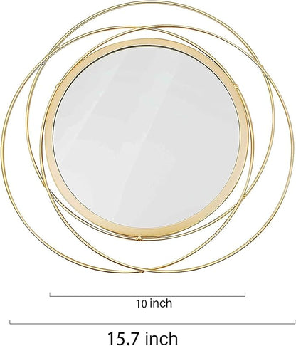 Cityelf 2 Set 15.7'' Gold Circle Mirrors Wall Decor Iron Frame Wall Art Round Mirror Home Decor Hanging for Living Room/Bedroom/Bathroom/Entryway (Medium Size 15.7 inch,Circles)