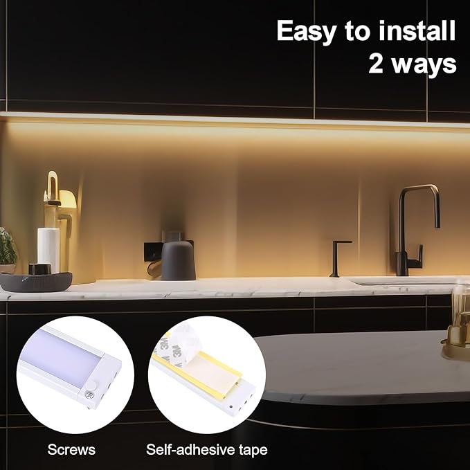 2pack 20inch Dimmable LED Under Cabinet Light Kit, 2700K to 6000K Smart LED Under Counter Lighting Fixture, Compatible with Alexa, Google Assistant, for Kitchen, Pantry, Shelf (White)