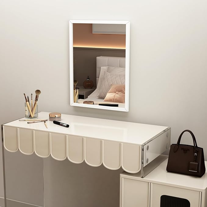 White Large Bathroom Wall Mirror, 18x24 Mirror Set of 2 for Bathroom, Vanity