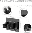 Mop Broom Holder No Drill, Mop Broom Organizer Wall Mounted Heavy Duty with Hooks Hanger, Self Adhesive Stainless Steel 4Pcs for Bathroom, Kitchen, Office (Black)