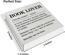 Book Lover Decor Rustic Book Lover Definition Wooden Sign Decorations Home Book Room Library Desk Table Shelf 5×5 Inches, Book Lover Gifts for Women Men Girls Boys