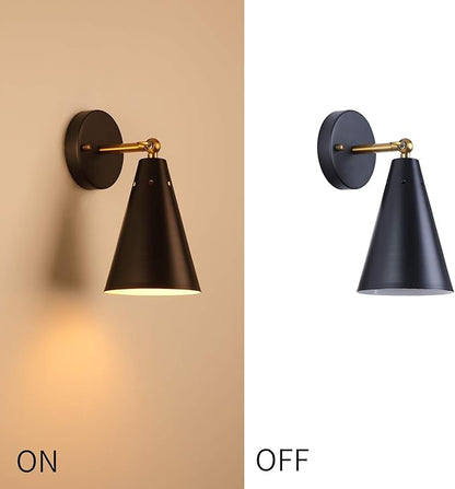 MWZ Modern Black Wall Sconces Lighting, 2 Pack Gold Rustic Lamp Fixture Farmhouse Simplicity Bronze Finish Arm Swing Industrial Wall Lights for Bedroom,Living Room,Reading,Kitchen