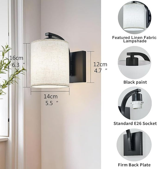 Battery Operated Wall Sconce Set of 2, Black Cordless Rechargeable Wall Sconces with Dimmable LED Bulb, 13 Colors Wall Lights for Bedroom Living Room Hallway