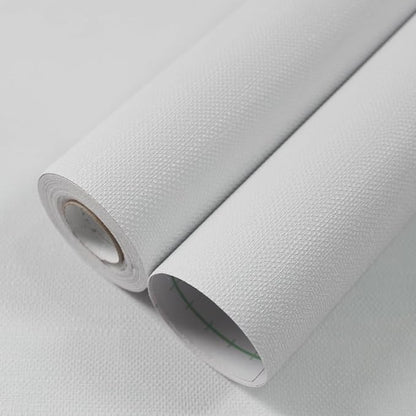 WADILE Grasscloth Peel and Stick Wallpaper 15.7in x 787.4in, Textured Contact Paper for Cabinets, Faux Linen Wall Paper Pull and Stick, Fabric Vinyl Wallpaper Self Adhesive White