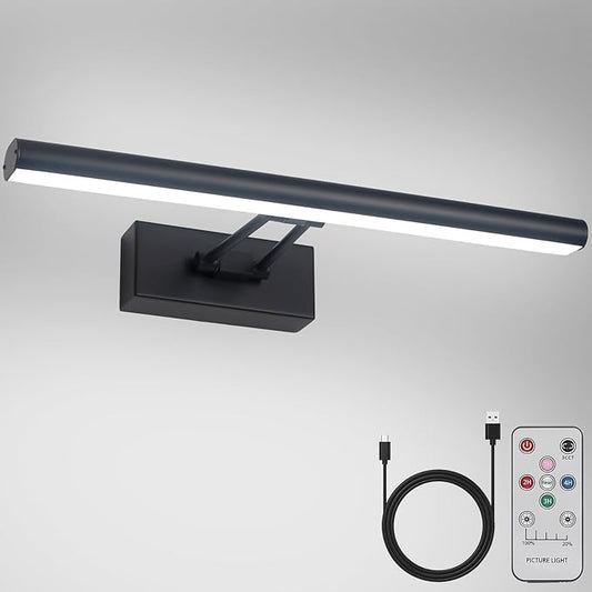 Picture Light, 13.5" Art Light, Black Picture Light Battery Operated,3CCT,Wireless Picture Lights with Remote, Light Over Picture Frame for Wall Painting(Black)