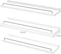 22 inches Long Floating Shelves, Bathroom Decor Shelves Over Toilet, Farmhouse Wall Shelves for Living Room, Bedroom, Picture Frames, Plants, Kitchen, Set of 3 (White and Grey)