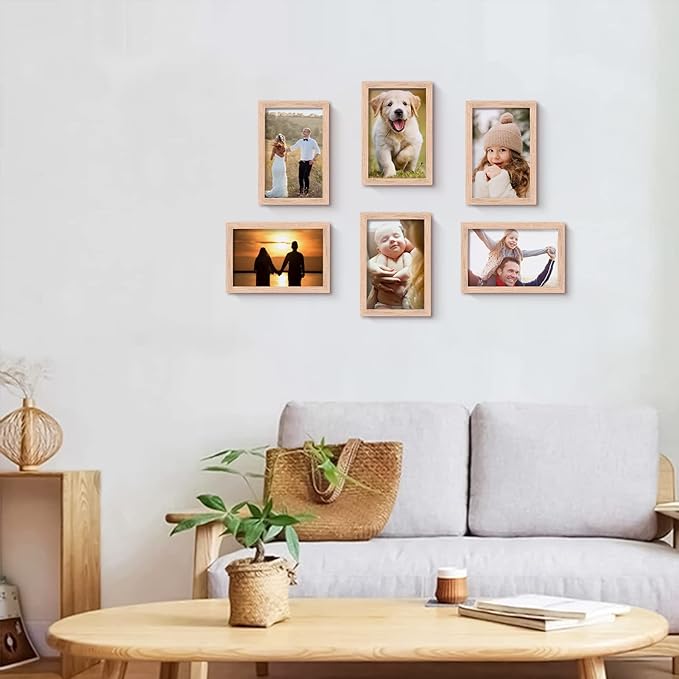4x6 Picture Frame, OAK Wood Photo Frame with Perspex Glass for Vertical or Horizontal Tabletop Wall Display for Photos, Paintings, Posters, Artwork, Birthday Christmas Gift, Set of 2