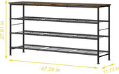 SUOERNUO Shoe Rack Organizer 4 Tier for Closet Entryway Free Standing Metal Storage Shoe Shelf with MDF Top Board (Black+Rustic Brown, Large 4 Tier)