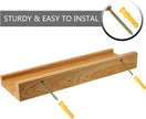 Floating Shelves Wall Mounted, 12 Inch Wall Shelves for Decor and Storage, Natural Solid Oak Wood Shelf, Picture Ledge for Bedroom/Bathroom/Living Room/Kitchen/Laundry Room, Natural Color