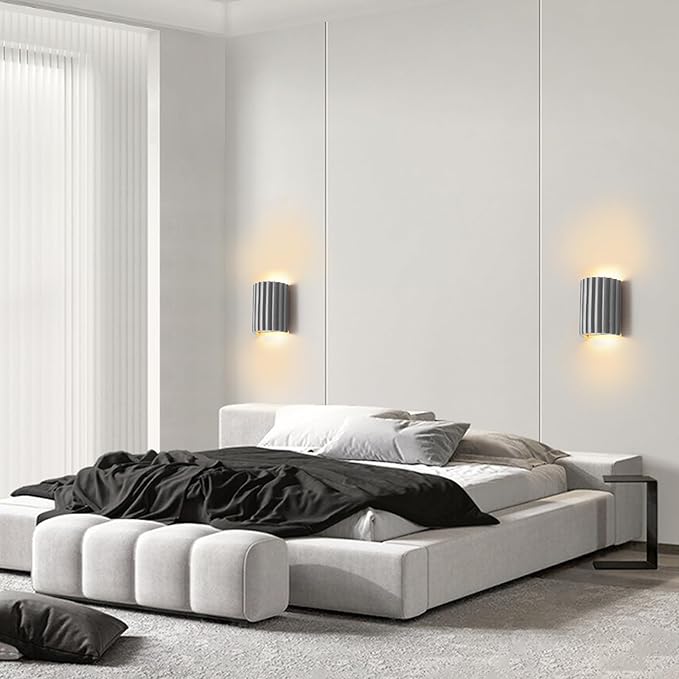 ZEROUNO Modern LED Wall Sconces Wall Lighting,Gray Resin Indoor Hardwired Sconce Light Fixtures Up and Down Wall Mount Light Lamp for Living Room Bedroom Bedside Hallway with G9 Bulb