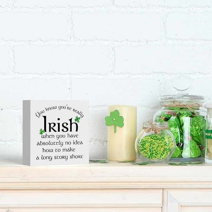 Irish Blessing Decor St. Patricks Day Decorations Rustic Wood Sign Home Tabletop Desk Decor St Patrick's Day Decorations 5 X 5 Inches