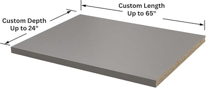 Custom Shelves, 3/4"" Thick Melamine, Cut to Size, Fully Customizable up to 65 inches Wide and up to 24 inches deep. for Cabinets, Closets, or Anywhere