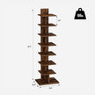TUTOTAK Narrow Bookshelf, 8-Tier Bookcase, Spine Book Shelf for Small Space, Corner Standing Shelf for Living Room, Office, Study, Entryway, Rustic Brown BS06BB008