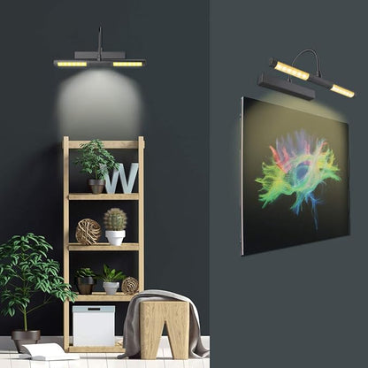 BIGLIGHT Wireless Picture Light Battery Operated, 13 Inches Artwork Light with Remote and Timer, Dimmable Display Lamp for Painting Dartboard Photo Frame Portrait Art, Black