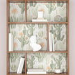 Cactus Wallpaper Peel and Stick, Beige Green Desert Succulent Botanical Contact Paper, 17.5