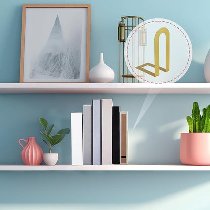 Chunful 4 Pcs Modern Metal Book Ends for Shelves Decorative Small Bookends Book Shelf Organizer Minimalist Design Stopper to Hold Books for Home Office (Gold,5.5 * 3.75 * 2.25inch)