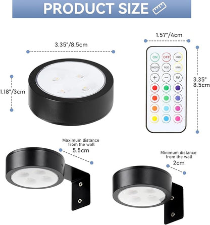 4-Pack Wireless Battery Operated Painting Light with Remote Control,13 Color RGB Magnetic Led Art Picture Lights for Wall, Dimmable and Timer Poster Light, Wall Decor Black Display Light