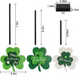 Happy St. Patrick's Day Blessed Lucky Irish Wood Sign Decor Farmhouse Home Office Coffee Bar Kitchen Table Decor 3 Pieces Green