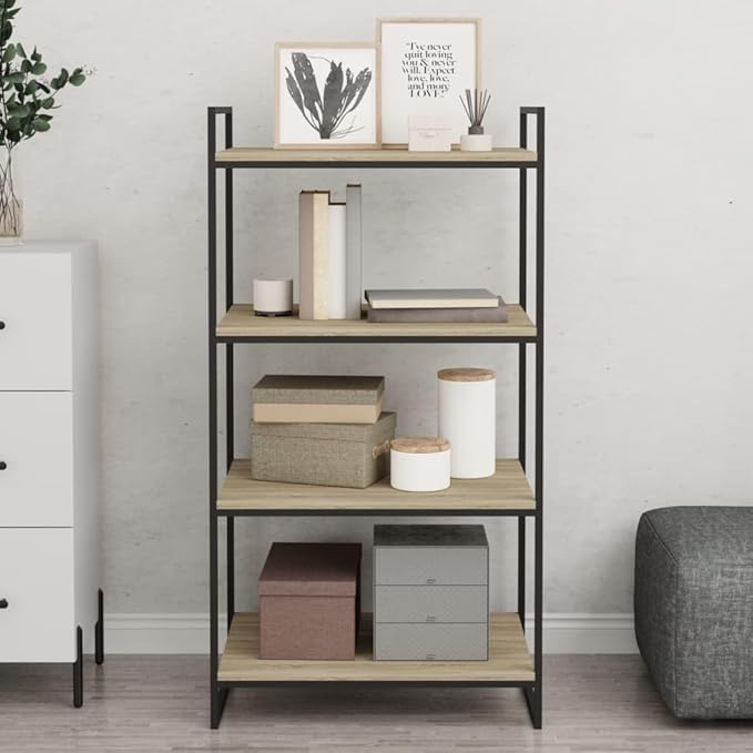 Set of 8 Sonoma Oak Floating Shelves 23.6 x 19.7 in, Engineered Wood Wall Mounted Storage Display Boards for Books, Plants, and Home Decor, Matte Finish
