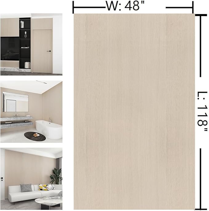 Off White Wood Wallpaper Peel and Stick Wood Grain Contact Paper 48"x118" Extra Wide Wood Contact Paper for Cabinet Drawers Crafts Furniture Wooden Wallpaper Waterproof Removable Beige Wood Vinyl Wrap