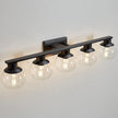 5-Lights Black Bathroom Vanity Lights, Modern Bathroom Lighting Fixtures with Globe Glass Shade, 37in Matte Black Wall lamp for Bath Over Mirror Kitchen Cabinet Bedroom Hallway Living Room Farmhouse