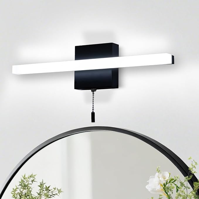 COTULIN 16 Inch Black Vanity Light Bar with Pull Switch 10W Brightness Ideal for Cabinet Lighting Picture Light and Sink Light for Kitchen and Bathroom Applications Modern Design Efficient Lighting
