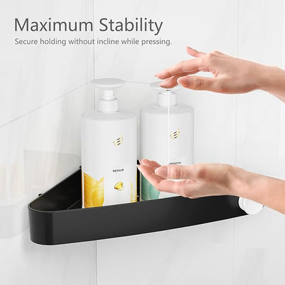 Sotfamily Plastic Shower Caddy Corner (for 90° Only), 2 Pack Adhesive Corner Shower Shelves for Bathroom Organizers and Storage, Black