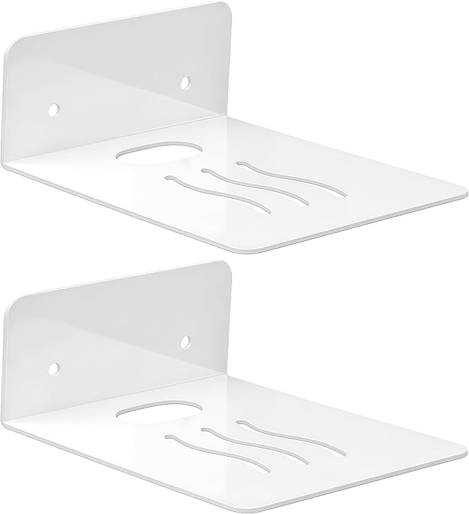 Steel Floating Shelves for Wall,Small Wall Shelf，Suitable for Bedroom, Living Room, Bathroom, Kitchen, Office (White, 2Pack 4.72x6.1 in)