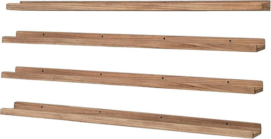 Long Floating Shelves for Wall 47 Inch,Real Wood Picture Ledge Shelf with Lip Set of 4,Photo Frame Storage Display for Living Room Nursery Room Bedroom Bathroom Kitchen Decor(Carbonized Black)