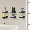 Small Floating Shelf, 5x6 Inch Display Ledges for Wall,Mini Shelves,Rustic Wood Shelf for Bedroom Living Room Bathroom Kitchen (3, Black)