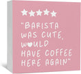Pink Coffee Bar Accessories - Would Have Coffee Here Again Wooden Box Signs, Bar Decorations For Home, Pink Wood Sign Home Decor For Kitchen Desk Table Shelf 5x5 Inch