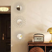 3 Pack Metal Mirrors for Wall Sunburst Wall Mirrors Home Décor Decorative Hanging Wall Art for Living Room Bedroom Entryway (White, Flower+Sunburst)