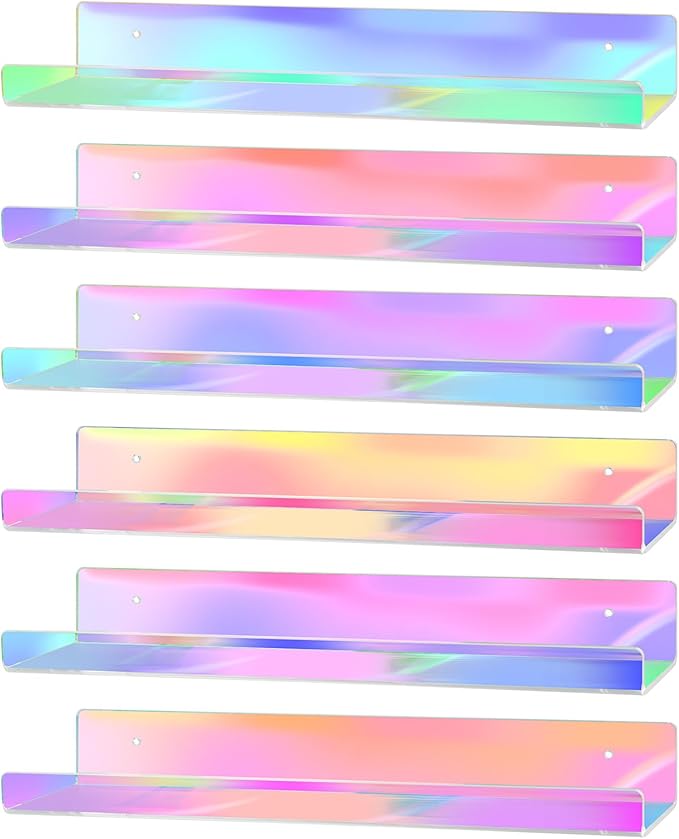 Dezzer 6 Pack Acrylic Shelves for Wall, 15