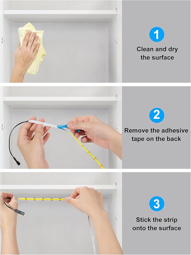 JUSJUBR LED Lights for Shelves, 6 PCS 20 Inch Dimmable Flexible COB LED Strip Lights for Cabinet, Display Case, Bookshelf, Kitchen, Wardrobe and Closet, Under Cabinet Lighting Cold White 6000K