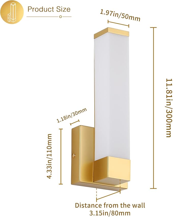 Gold Wall Lights for Bedroom Modern Indoor LED Hallway Sconces Corner Light 12