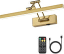 Rechargeable Lights for Pictures on wall Battery Operated Brass 15.7 Inch Wall Lights with Swing Arm and Timer Function Cordless Art Light with Remote Timer for Paintings,Gallery