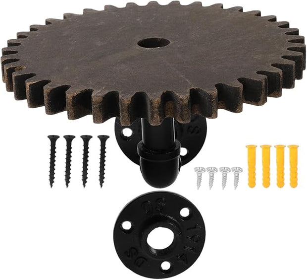 ARTIBETTER Industrial Pipe Shelf Wall Mount Retro Gear Floating Shelf 7.1X7.1X0.6 Inches Steampunk Industrial Wall Mount Iron Pipe for Bathroom Kitchen Storage
