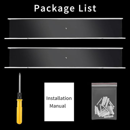 24-Inch Long Clear Acrylic Floating Shelves - U Shape Wall Shelf for Book Display, Makeup, Spice Organizer - 2 Pack