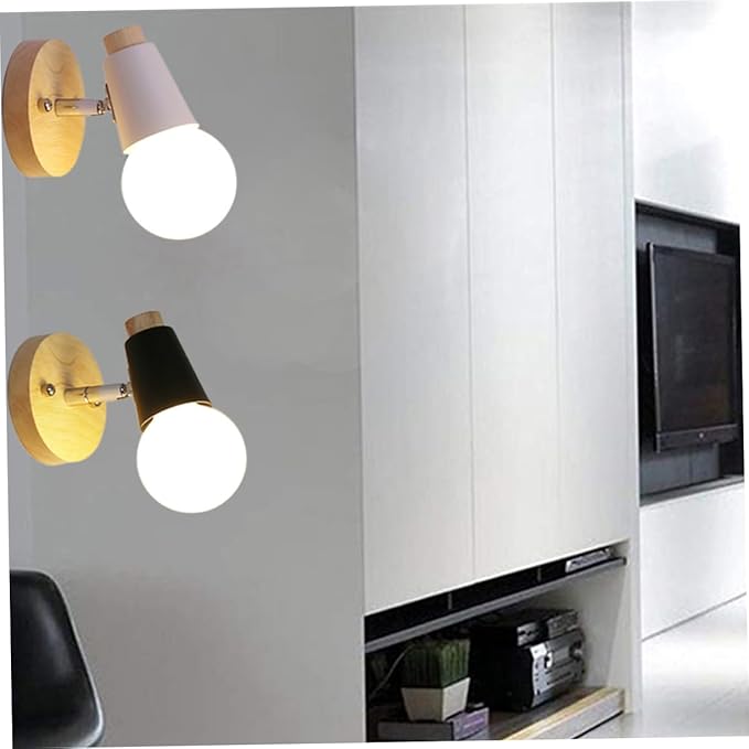 Minimalist Wall Sconce Solid Wood Light Fixture for Bedroom Living Room and Bathroom Stylish White Design for Home Decor No Bulb Included