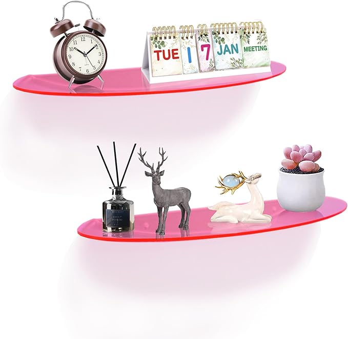 SetGame 2-Pack 24 Inch Acrylic Wall Shelves Wall Decor Wall Mounted, Floating Bookshelves Wall Ledge Shelf, Acrylic Shelves for for Action Figures Display, Room Décor, Space Saving, Items Organizer