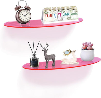 SetGame 2-Pack 24 Inch Acrylic Wall Shelves Wall Decor Wall Mounted, Floating Bookshelves Wall Ledge Shelf, Acrylic Shelves for for Action Figures Display, Room Décor, Space Saving, Items Organizer