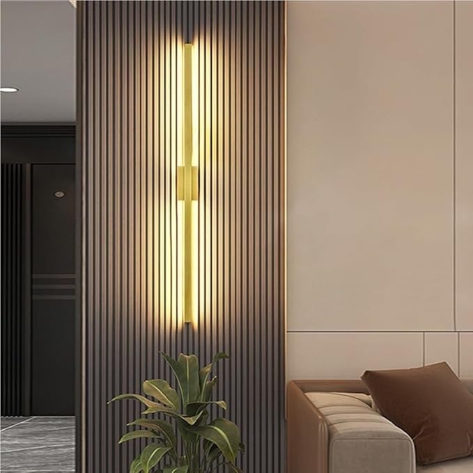Black Linear Wall Sconce Minimalist Hardwired Indoor Wall Light Fixture for Hallway Living Room Bedroom Modern Decorative Lighting(Gold,60cm)